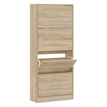 Schoenenkast 63X24X147 Cm Bewerkt Hout Sonoma Eikenkleurig Wit