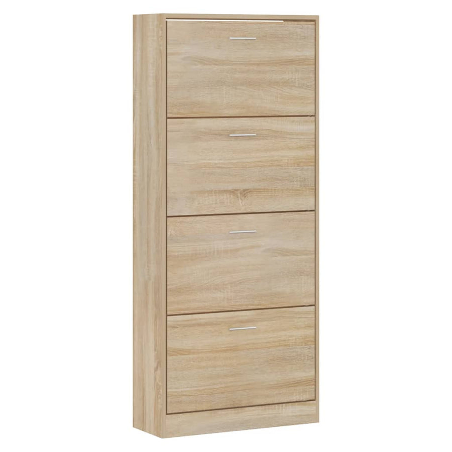 Schoenenkast 63X24X147 Cm Bewerkt Hout Sonoma Eikenkleurig Wit