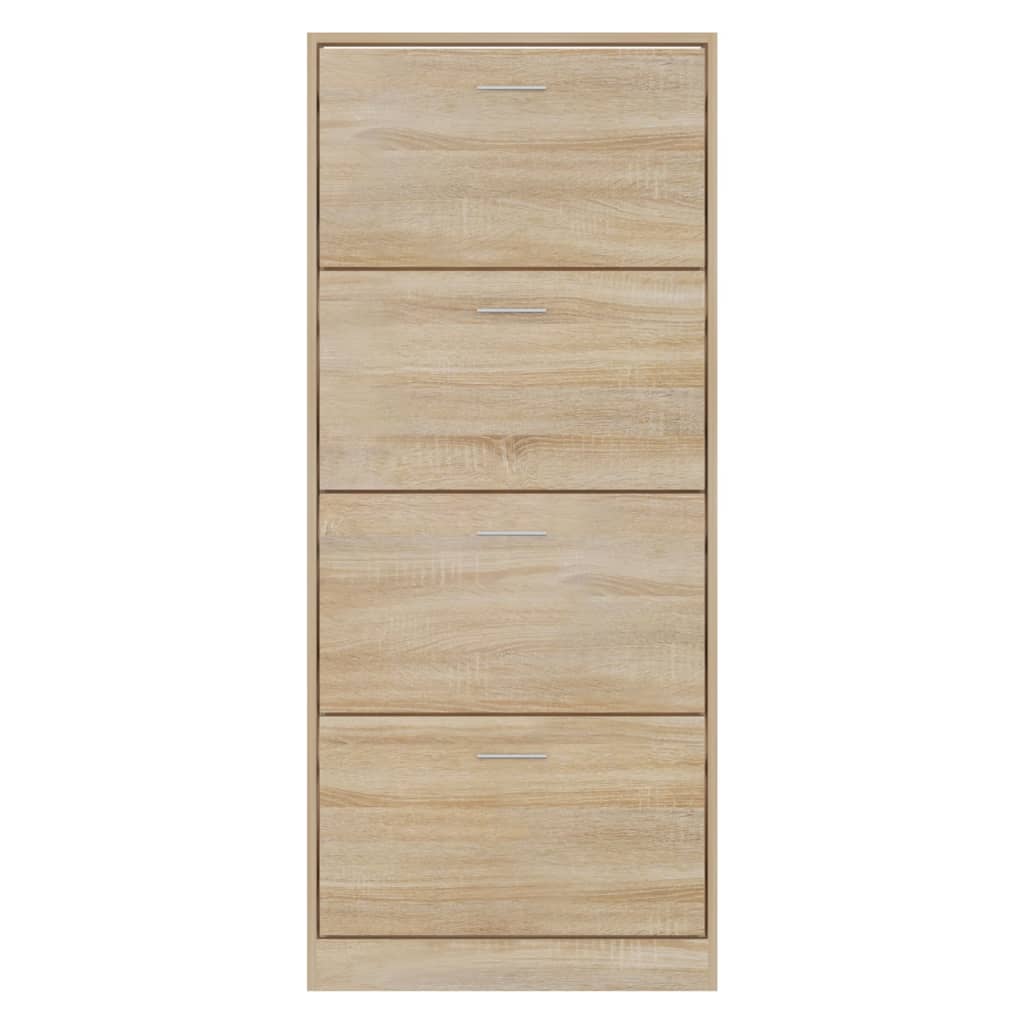 Schoenenkast 63X24X147 Cm Bewerkt Hout Sonoma Eikenkleurig Wit