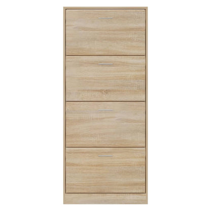 Schoenenkast 63X24X147 Cm Bewerkt Hout Sonoma Eikenkleurig Wit