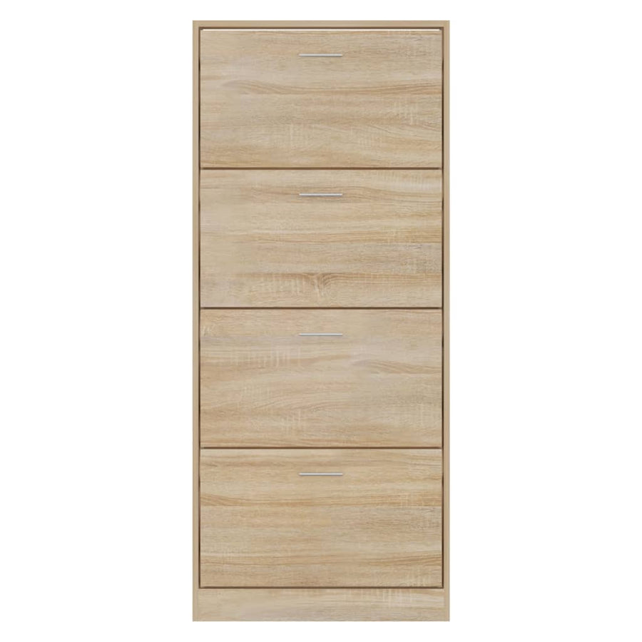 Schoenenkast 63X24X147 Cm Bewerkt Hout Sonoma Eikenkleurig Wit