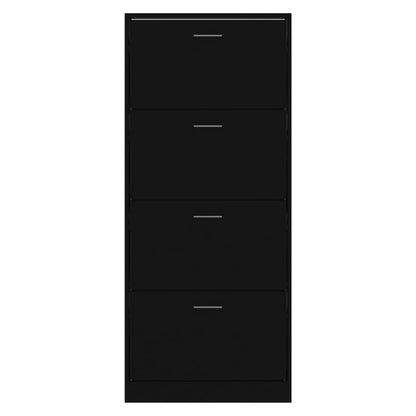 Schoenenkast 63x24x147 cm bewerkt hout Zwart 63 x 24 x 147 cm Zwart
