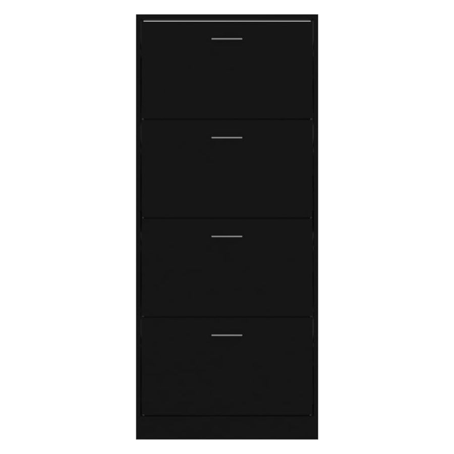 Schoenenkast 63x24x147 cm bewerkt hout Zwart 63 x 24 x 147 cm Zwart