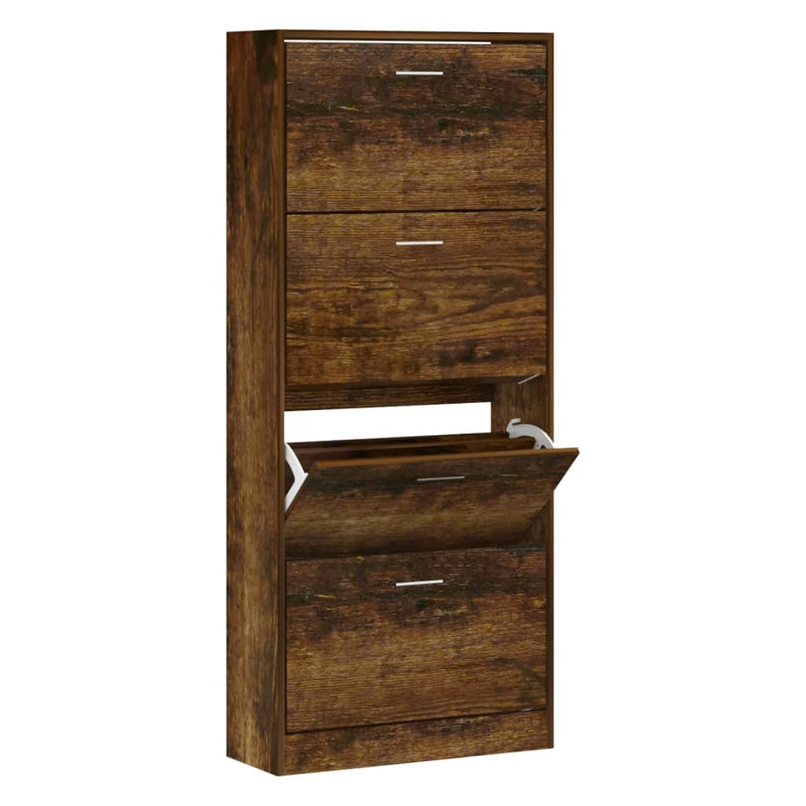 Schoenenkast 63x24x147 cm bewerkt hout gerookt eikenkleurig 63 x 24 x 147 cm Gerookt eiken