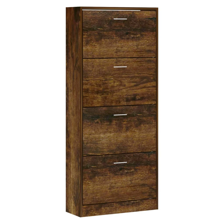 Schoenenkast 63x24x147 cm bewerkt hout gerookt eikenkleurig 63 x 24 x 147 cm Gerookt eiken