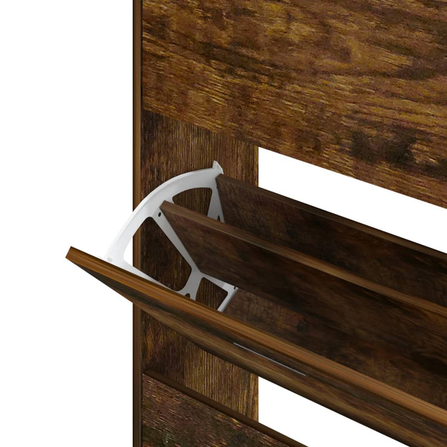 Schoenenkast 63x24x147 cm bewerkt hout gerookt eikenkleurig 63 x 24 x 147 cm Gerookt eiken