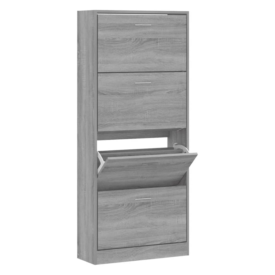 Schoenenkast 63x24x147 cm bewerkt hout grijs sonoma 63 x 24 x 147 cm Grijs sonoma