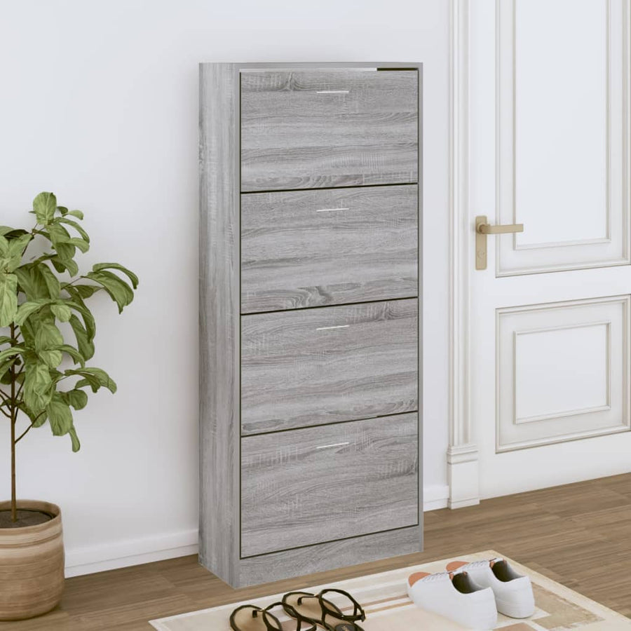 Schoenenkast 63x24x147 cm bewerkt hout grijs sonoma 63 x 24 x 147 cm Grijs sonoma