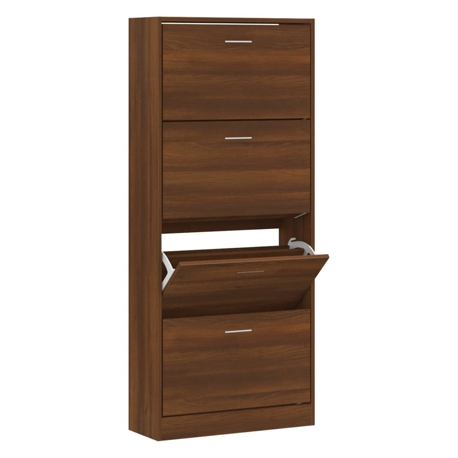 Schoenenkast 63x24x147 cm bewerkt hout bruin eikenkleur 63 x 24 x 147 cm Bruineiken