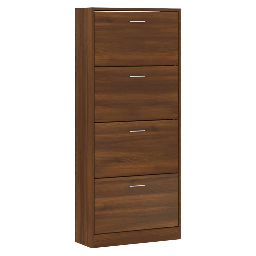 Schoenenkast 63x24x147 cm bewerkt hout bruin eikenkleur 63 x 24 x 147 cm Bruineiken