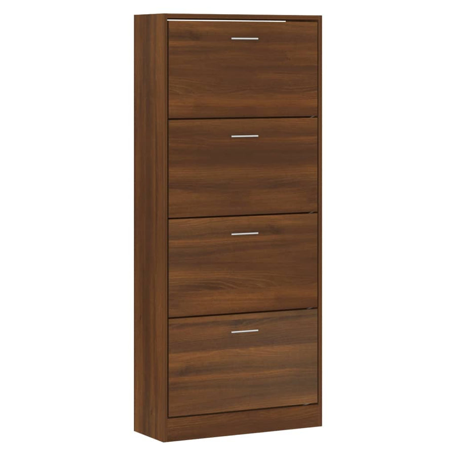Schoenenkast 63x24x147 cm bewerkt hout bruin eikenkleur 63 x 24 x 147 cm Bruineiken
