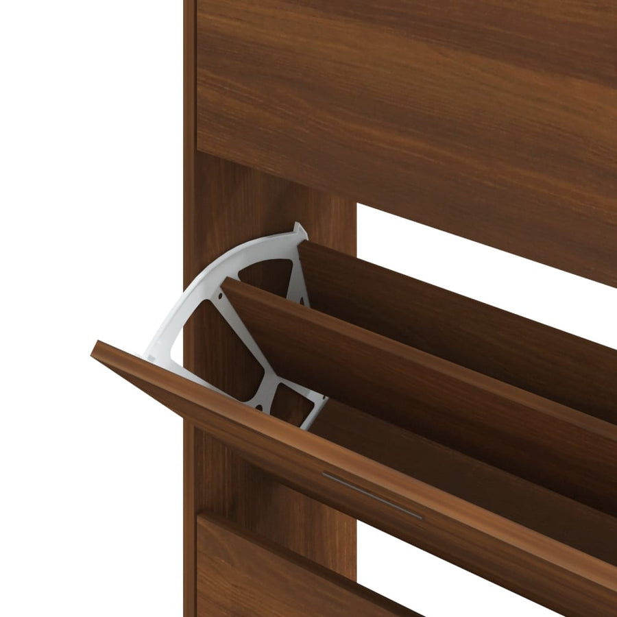 Schoenenkast 63x24x147 cm bewerkt hout bruin eikenkleur 63 x 24 x 147 cm Bruineiken