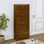 Schoenenkast 63x24x147 cm bewerkt hout bruin