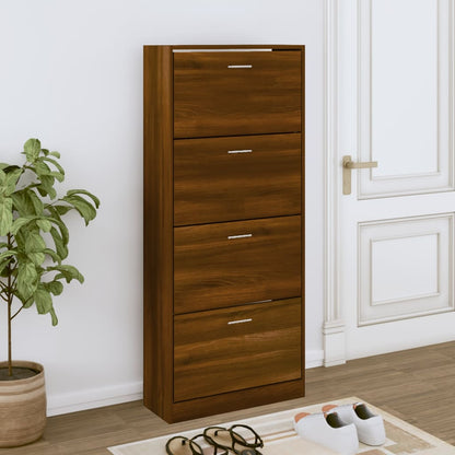 Schoenenkast 63x24x147 cm bewerkt hout bruin eikenkleur 63 x 24 x 147 cm Bruineiken