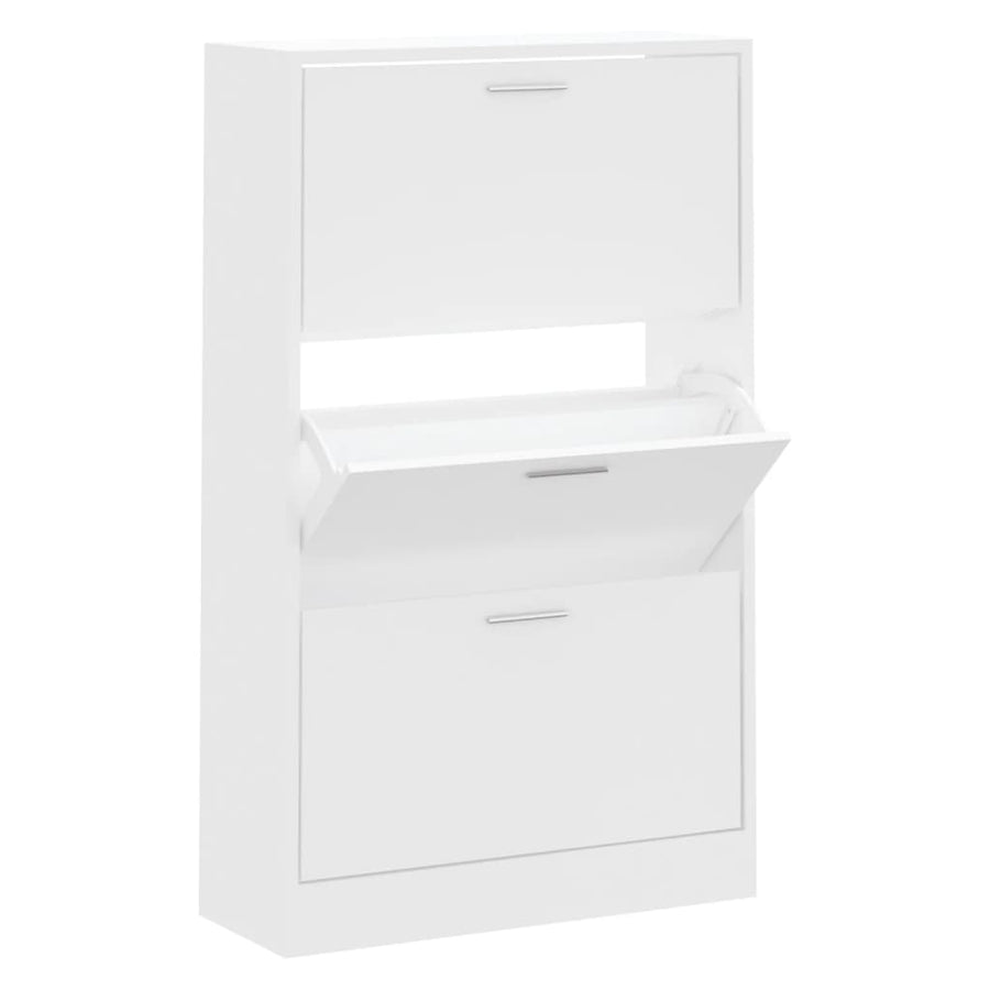 Schoenenkast 63x24x103 cm bewerkt hout wit 63 x 24 x 103 cm Wit