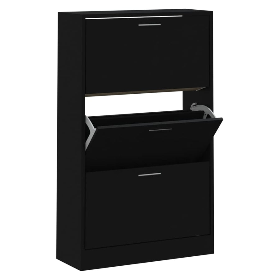 Schoenenkast 63x24x103 cm bewerkt hout zwart 63 x 24 x 103 cm Zwart