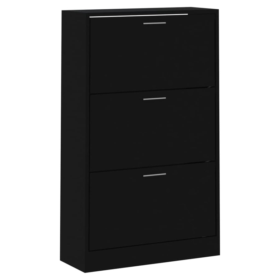 Schoenenkast 63x24x103 cm bewerkt hout zwart 63 x 24 x 103 cm Zwart
