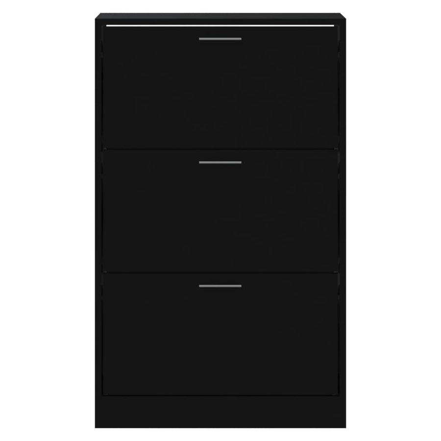 Schoenenkast 63x24x103 cm bewerkt hout zwart 63 x 24 x 103 cm Zwart