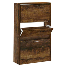 Schoenenkast 63x24x103 cm bewerkt hout gerookt eikenkleurig 63 x 24 x 103 cm Gerookt eiken