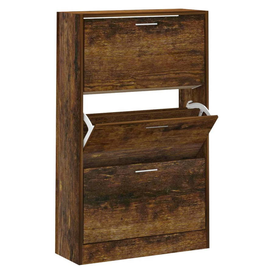 Schoenenkast 63x24x103 cm bewerkt hout gerookt eikenkleurig 63 x 24 x 103 cm Gerookt eiken