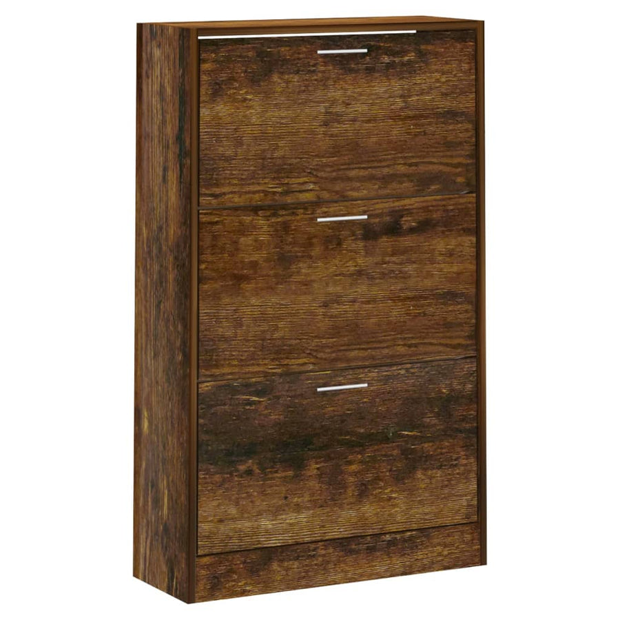Schoenenkast 63x24x103 cm bewerkt hout gerookt eikenkleurig 63 x 24 x 103 cm Gerookt eiken