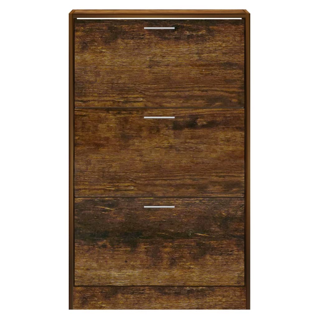Schoenenkast 63x24x103 cm bewerkt hout gerookt eikenkleurig 63 x 24 x 103 cm Gerookt eiken