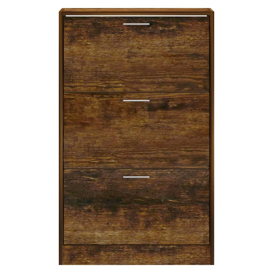 Schoenenkast 63x24x103 cm bewerkt hout gerookt eikenkleurig 63 x 24 x 103 cm Gerookt eiken