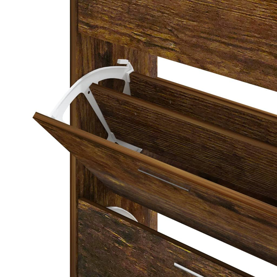 Schoenenkast 63x24x103 cm bewerkt hout gerookt eikenkleurig 63 x 24 x 103 cm Gerookt eiken