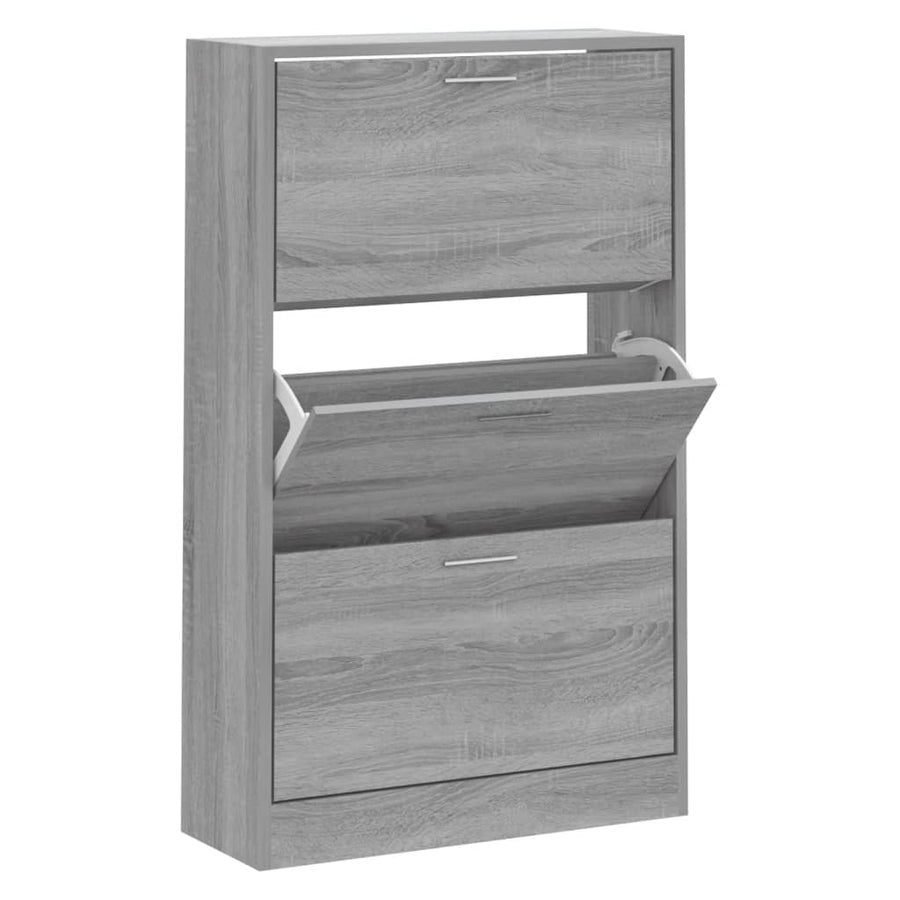 Schoenenkast 63x24x103 cm bewerkt hout grijs sonoma 63 x 24 x 103 cm Grijs sonoma