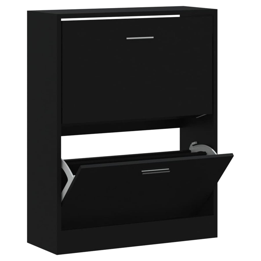 Schoenenkast 63x24x81 cm bewerkt hout zwart 63 x 24 x 81 cm Zwart
