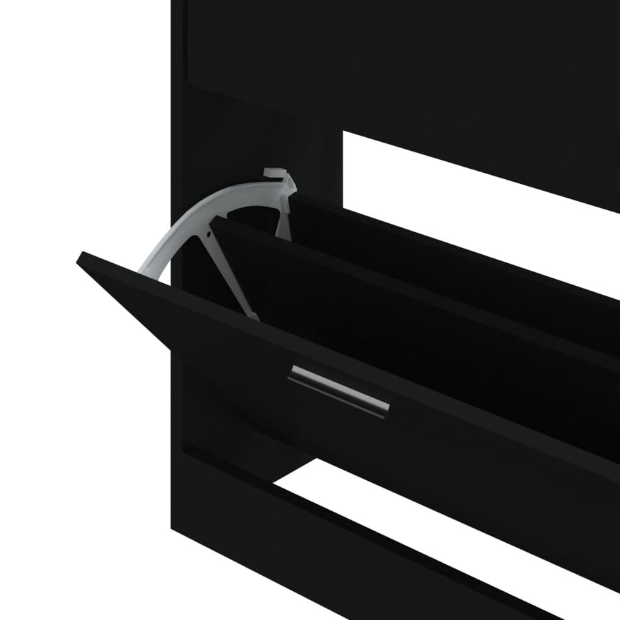 Schoenenkast 63x24x81 cm bewerkt hout zwart 63 x 24 x 81 cm Zwart