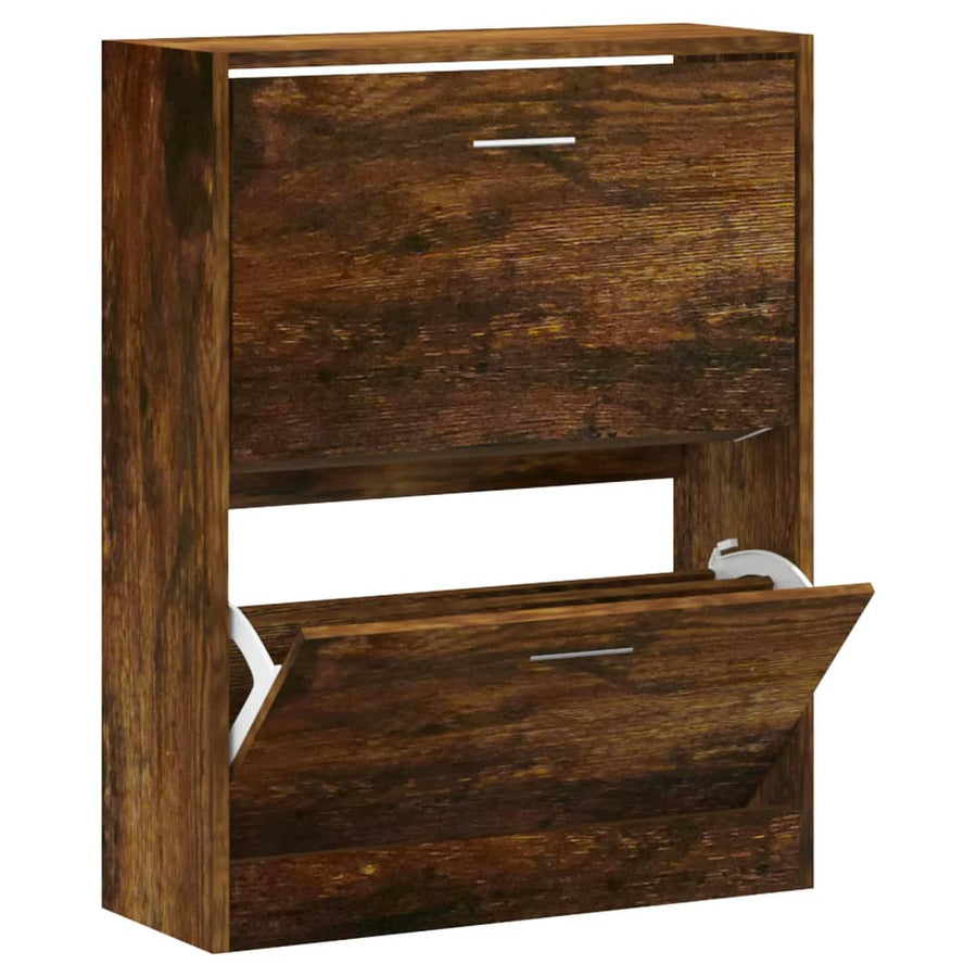 Schoenenkast 63x24x81 cm bewerkt hout gerookt eikenkleurig 63 x 24 x 81 cm Gerookt eiken