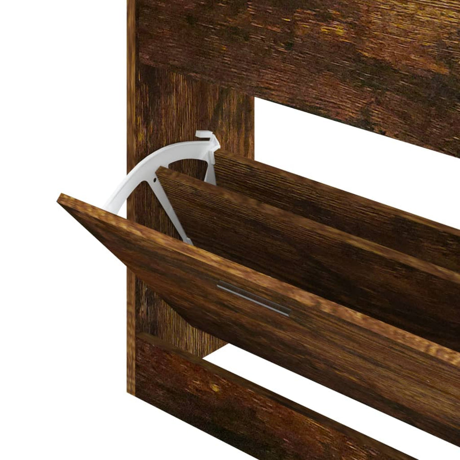 Schoenenkast 63x24x81 cm bewerkt hout gerookt eikenkleurig 63 x 24 x 81 cm Gerookt eiken