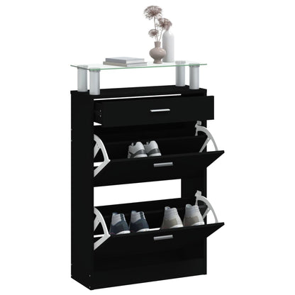 Schoenenkast 63X24X104 Cm Bewerkt Hout Zwart
