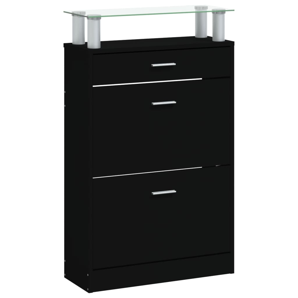 Schoenenkast 63X24X104 Cm Bewerkt Hout Zwart
