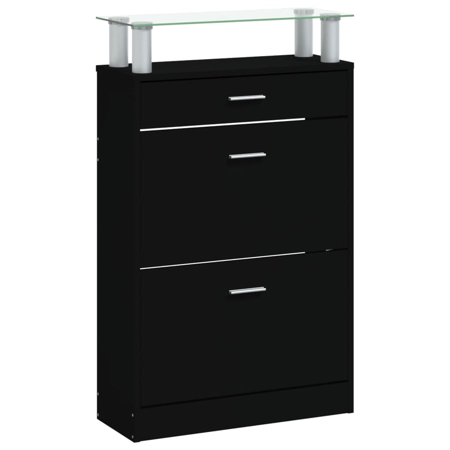Schoenenkast 63X24X104 Cm Bewerkt Hout Zwart