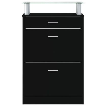 Schoenenkast 63X24X104 Cm Bewerkt Hout Zwart