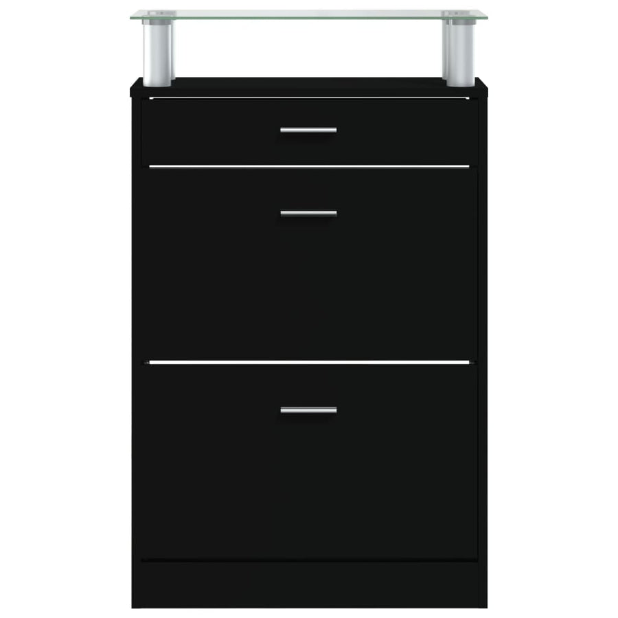 Schoenenkast 63X24X104 Cm Bewerkt Hout Zwart