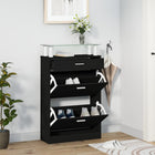 Shoe cabinet 63x24x104 cm engineered wood black