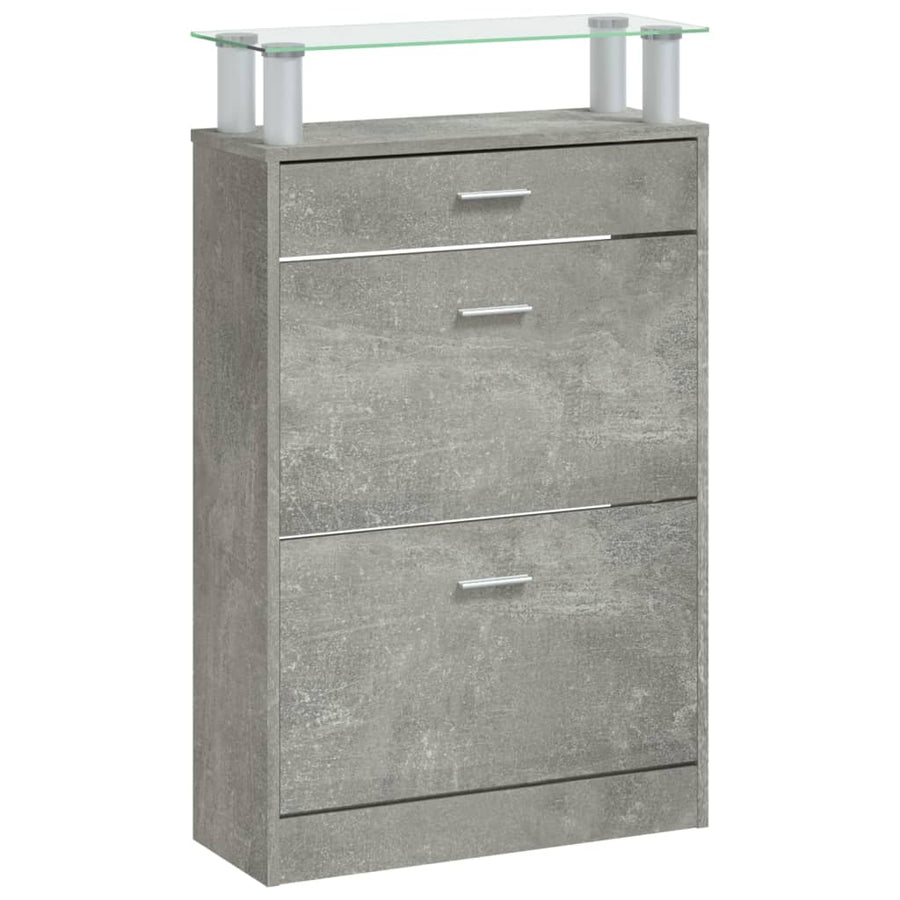 Schoenenkast 63X24X104 Cm Bewerkt Hout Betongrijs