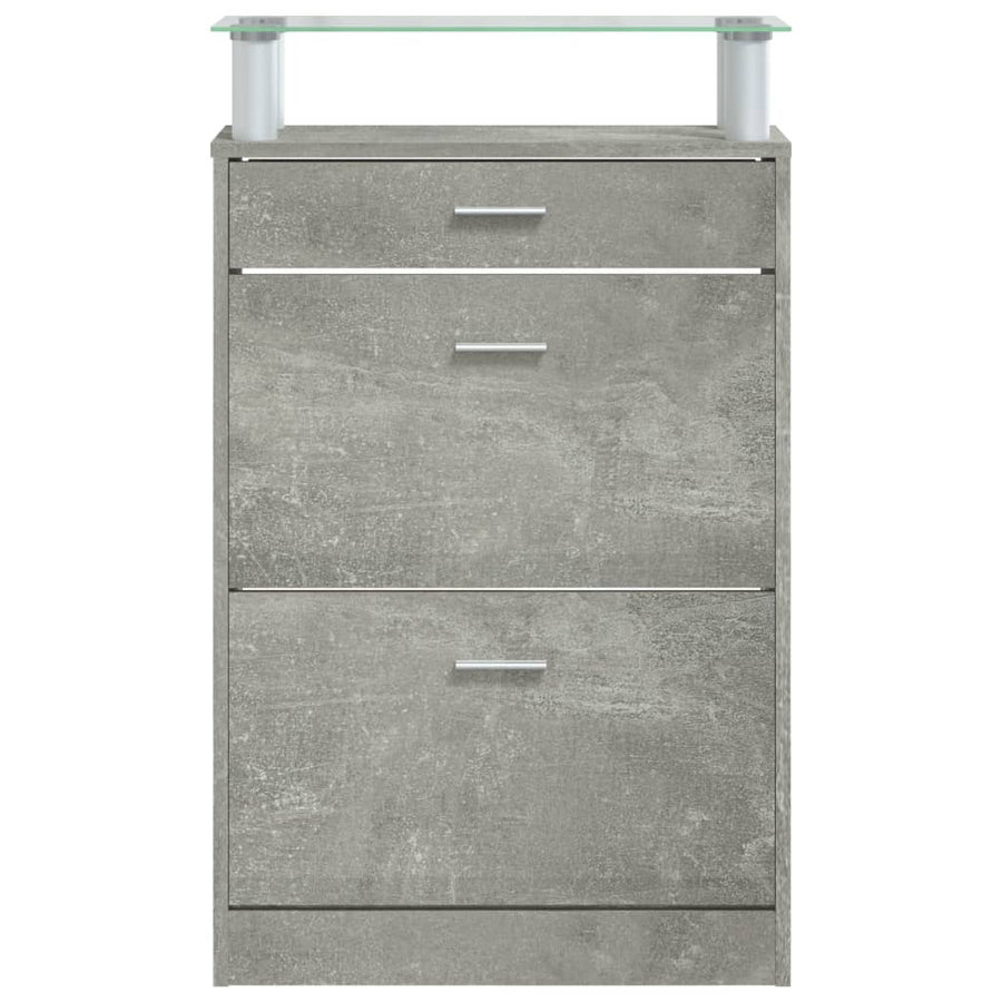 Schoenenkast 63X24X104 Cm Bewerkt Hout Betongrijs