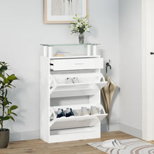 Schoenenkast 63X24X104 Cm Bewerkt Hout Hoogglans Wit