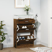Shoe cabinet 63x24x104 cm engineered wood smoked oak