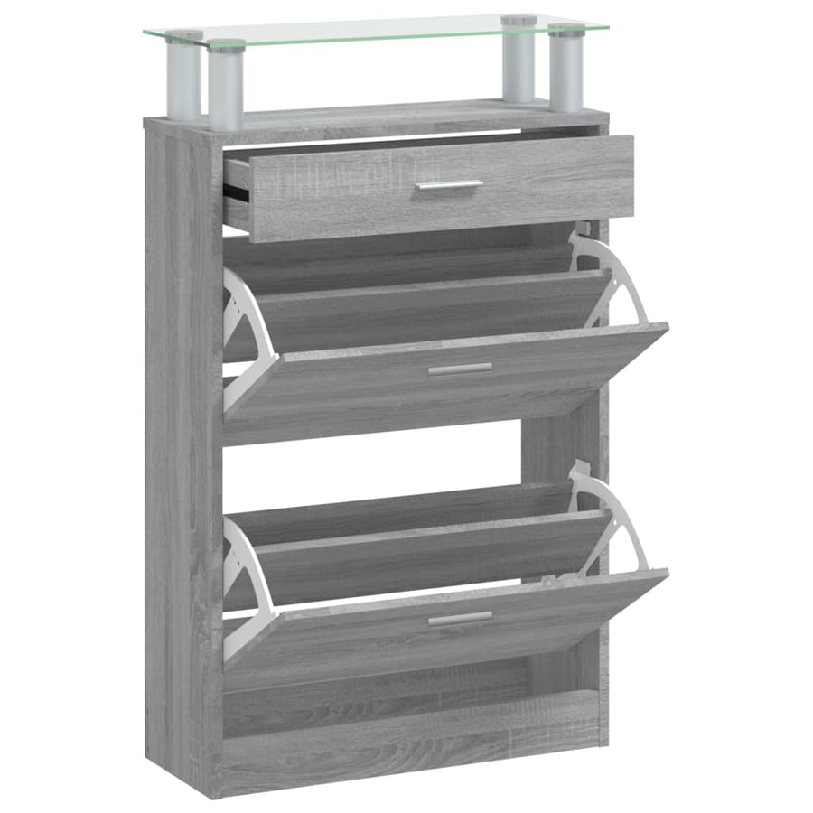 Schoenenkast 63X24X104 Cm Bewerkt Hout Grijs Sonoma Eikenkleur
