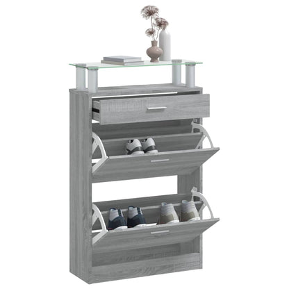Schoenenkast 63X24X104 Cm Bewerkt Hout Grijs Sonoma Eikenkleur