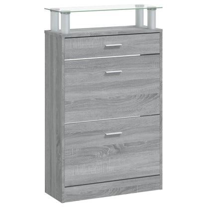 Schoenenkast 63X24X104 Cm Bewerkt Hout Grijs Sonoma Eikenkleur