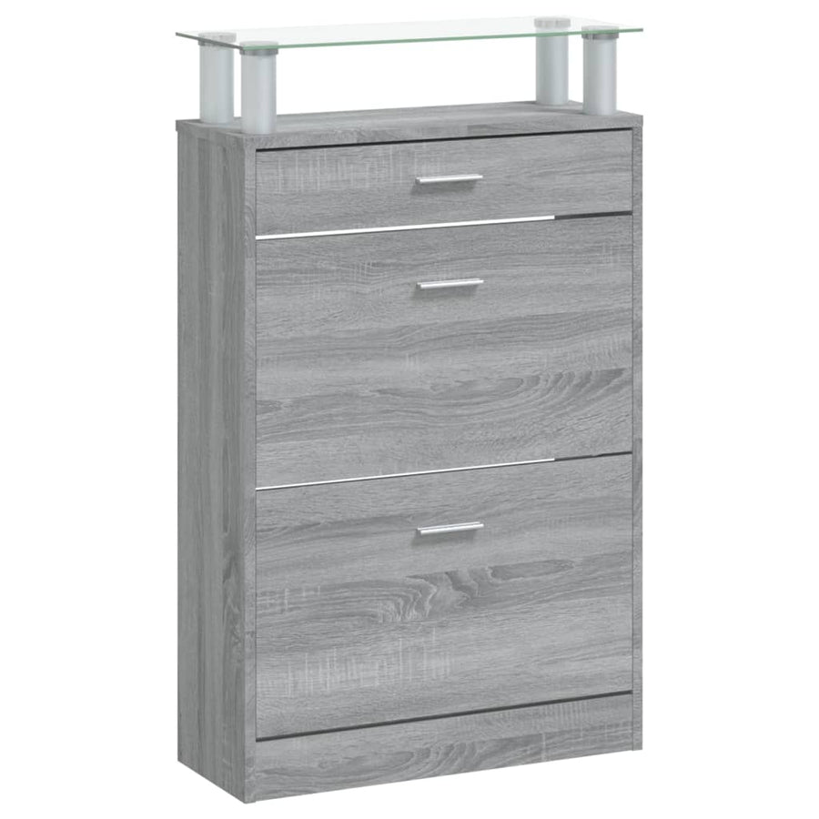 Schoenenkast 63X24X104 Cm Bewerkt Hout Grijs Sonoma Eikenkleur