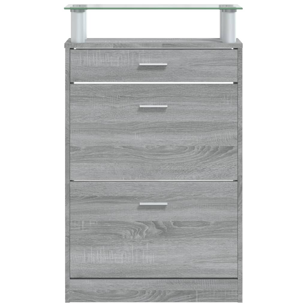 Schoenenkast 63X24X104 Cm Bewerkt Hout Grijs Sonoma Eikenkleur
