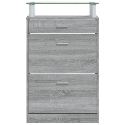 Schoenenkast 63X24X104 Cm Bewerkt Hout Grijs Sonoma Eikenkleur