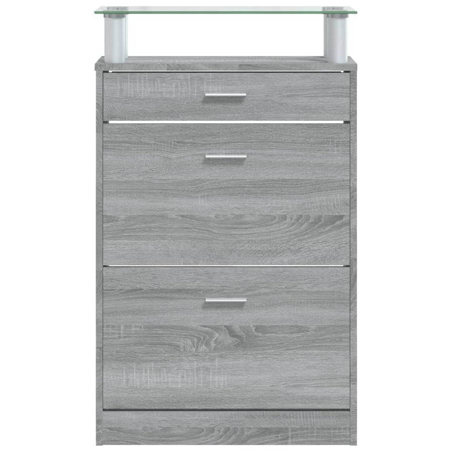 Schoenenkast 63X24X104 Cm Bewerkt Hout Grijs Sonoma Eikenkleur
